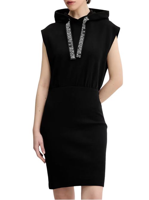 Abito donna nero in maglia fine elasticizzato Karl Lagerfeld jeans | A2W13033999